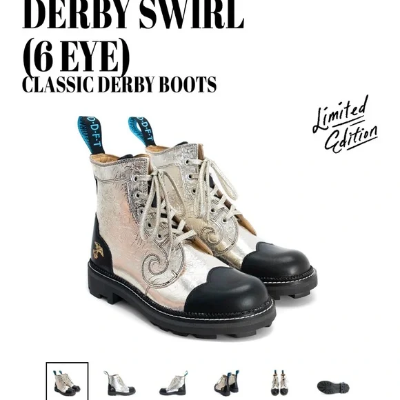 John Fluevog Limited Edition Platinum Derby Boots - Picture 1 of 16